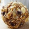 Trail mix almond butter energy bite close up