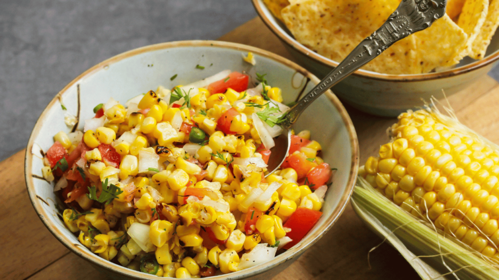 Easy corn salsa with red peppers